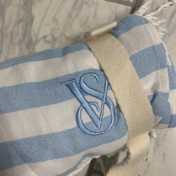 Victoria's Secret Blue and White Striped Beach Towel - Picture 3 of 4